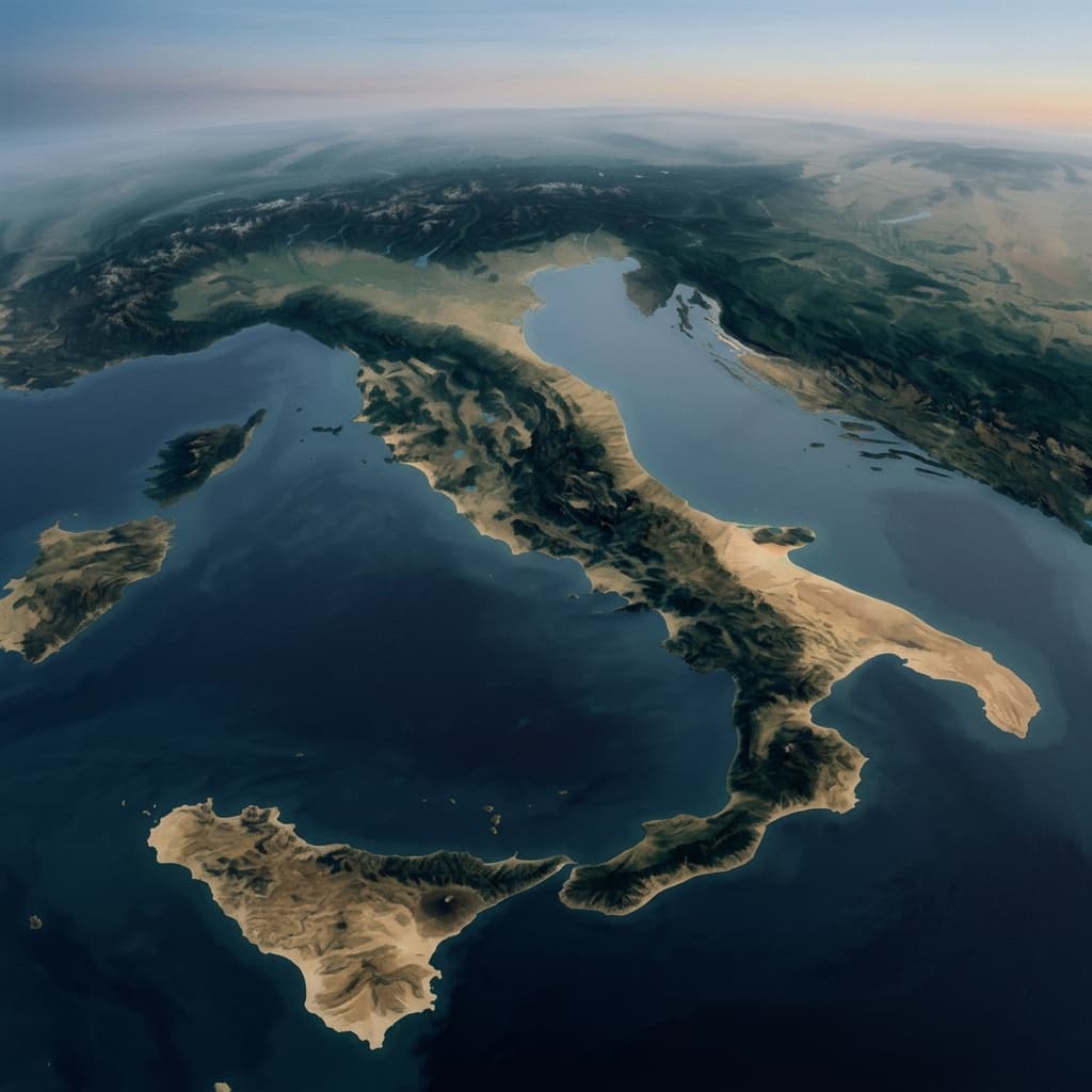 Veduta del territorio italiano con colline e paesaggio